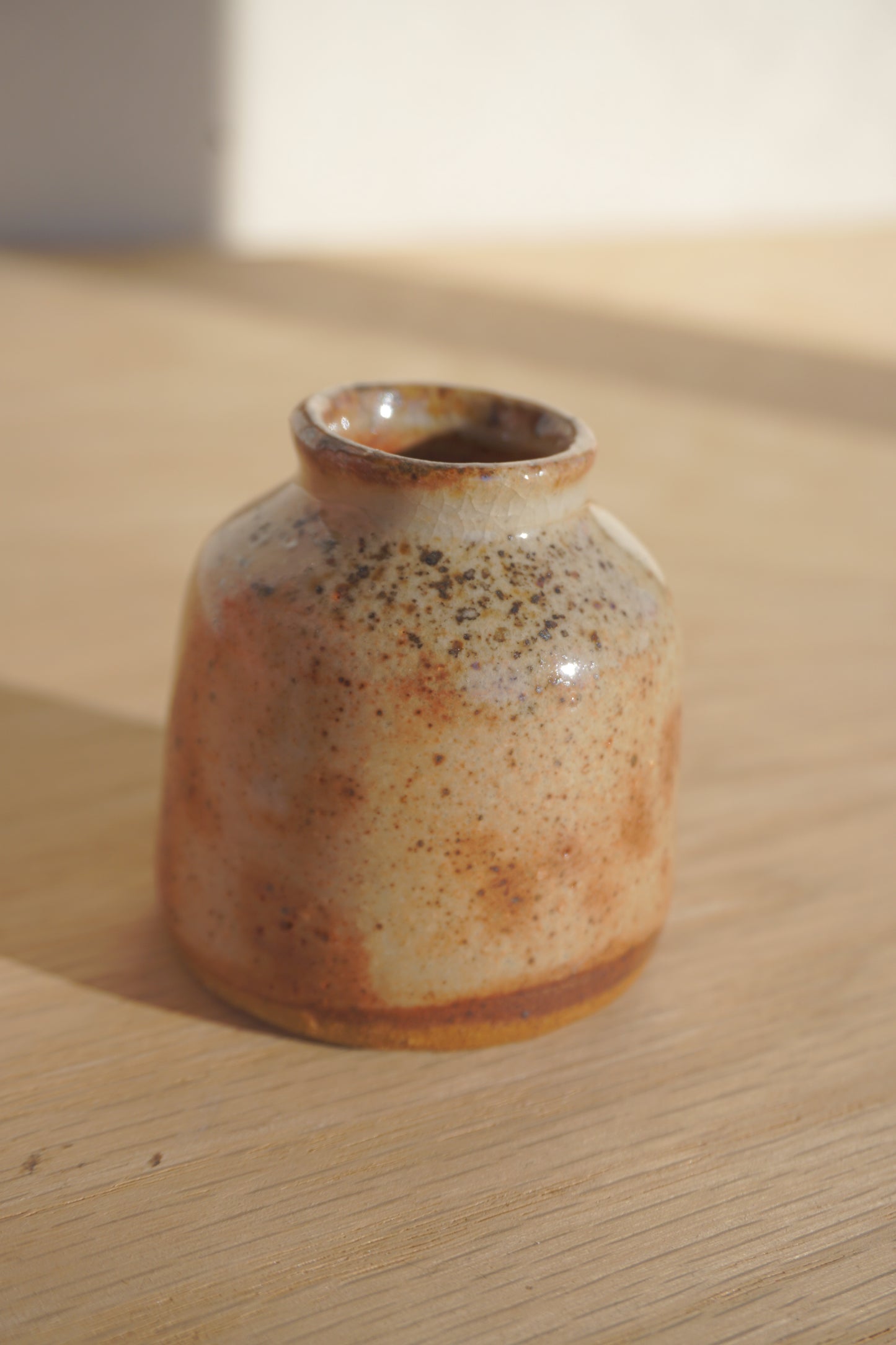 Small bud vase in American shino